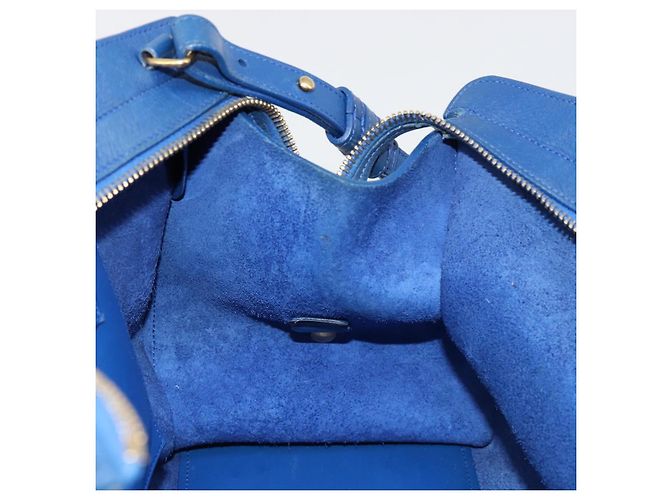 SAINT LAURENT Petit Cabas Hand Bag Leather 2way Blue Gold Auth 187142A D'oro - vista 23