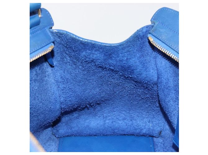 SAINT LAURENT Petit Cabas Hand Bag Leather 2way Blue Gold Auth 187142A D'oro - vista 24