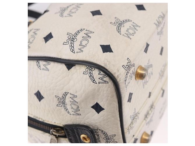 Borsa Boston MCM in PVC e pelle White Gold Auth 187279 Bianco D'oro - vista 12