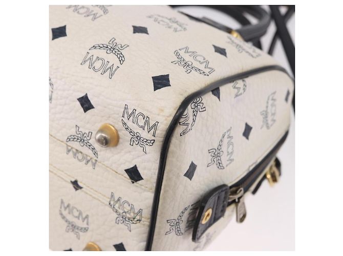 Borsa Boston MCM in PVC e pelle White Gold Auth 187279 Bianco D'oro - vista 15