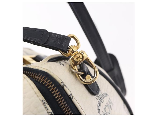 Borsa Boston MCM in PVC e pelle White Gold Auth 187279 Bianco D'oro - vista 16