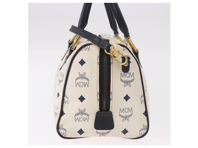 Borsa Boston MCM in PVC e pelle White Gold Auth 187279 Bianco D'oro - vista 4