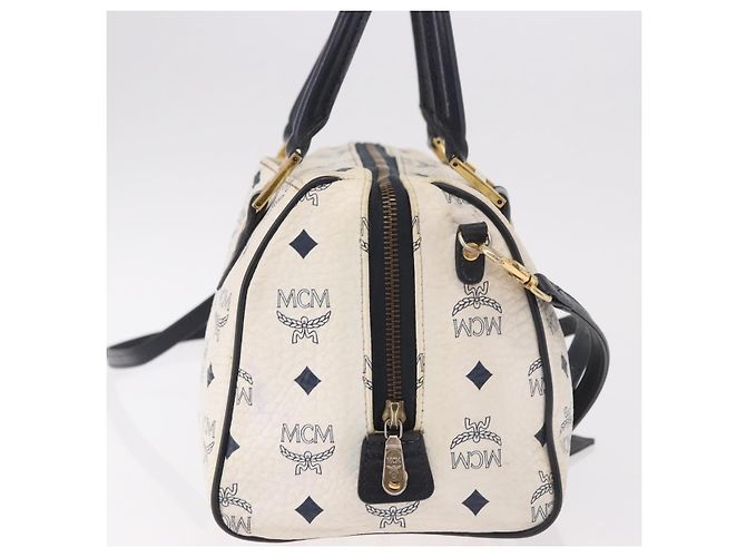 Borsa Boston MCM in PVC e pelle White Gold Auth 187279 Bianco D'oro - vista 5