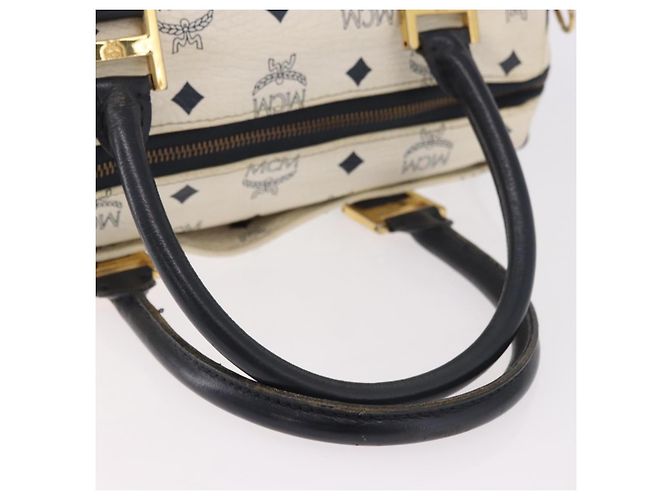 Borsa Boston MCM in PVC e pelle White Gold Auth 187279 Bianco D'oro - vista 7