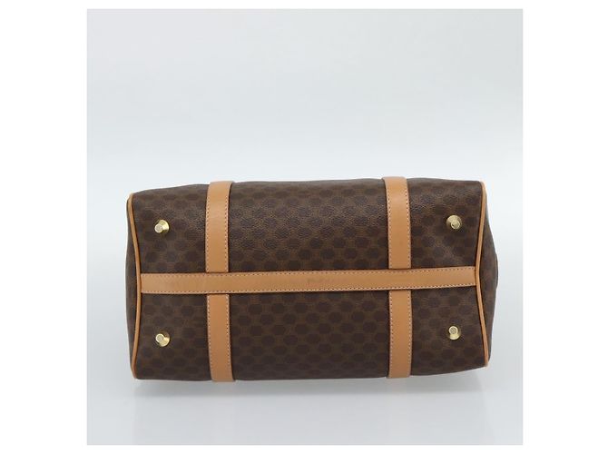Céline Borsa Boston CELINE in tela Macadam PVC Pelle Marrone Oro Auth 187697A D'oro - vista 10