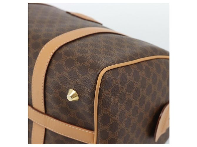 Céline Borsa Boston CELINE in tela Macadam PVC Pelle Marrone Oro Auth 187697A D'oro - vista 11