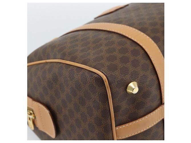 Céline Borsa Boston CELINE in tela Macadam PVC Pelle Marrone Oro Auth 187697A D'oro - vista 12