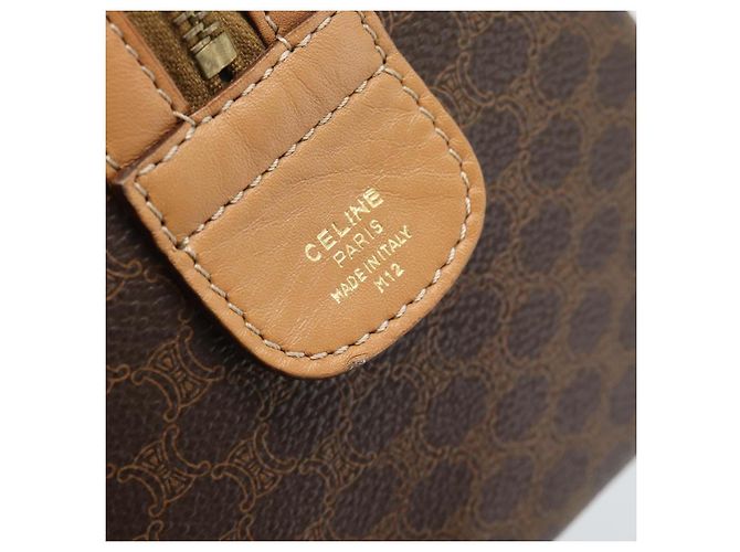 Céline Borsa Boston CELINE in tela Macadam PVC Pelle Marrone Oro Auth 187697A D'oro - vista 15