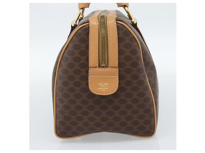 Céline Borsa Boston CELINE in tela Macadam PVC Pelle Marrone Oro Auth 187697A D'oro - vista 5