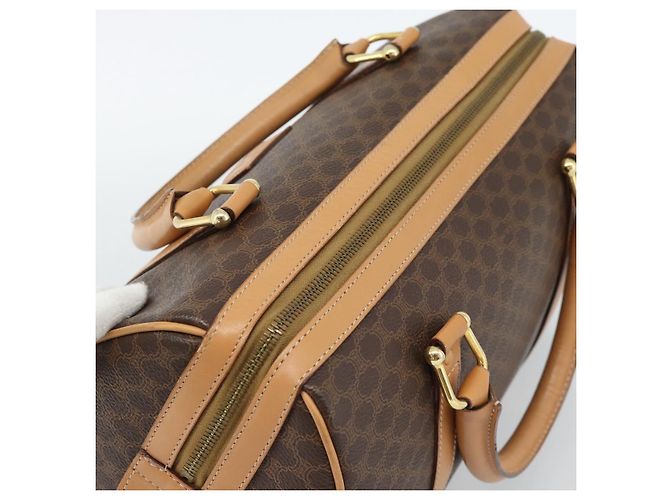 Céline Borsa Boston CELINE in tela Macadam PVC Pelle Marrone Oro Auth 187697A D'oro - vista 6