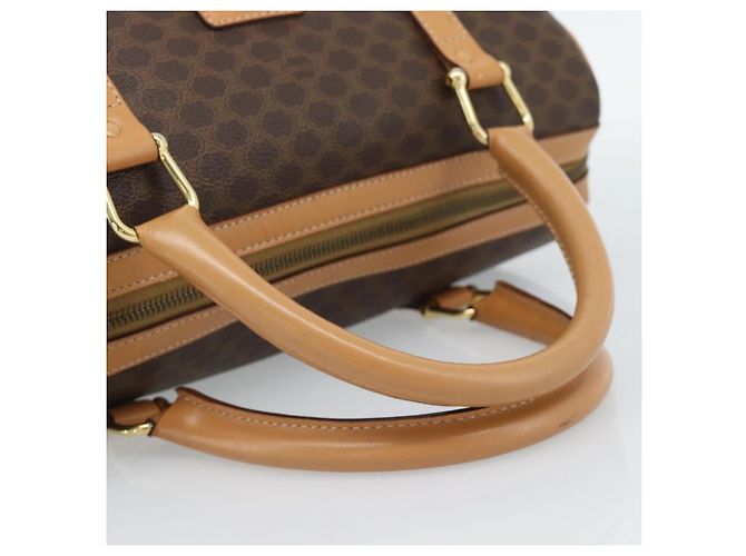 Céline Borsa Boston CELINE in tela Macadam PVC Pelle Marrone Oro Auth 187697A D'oro - vista 7