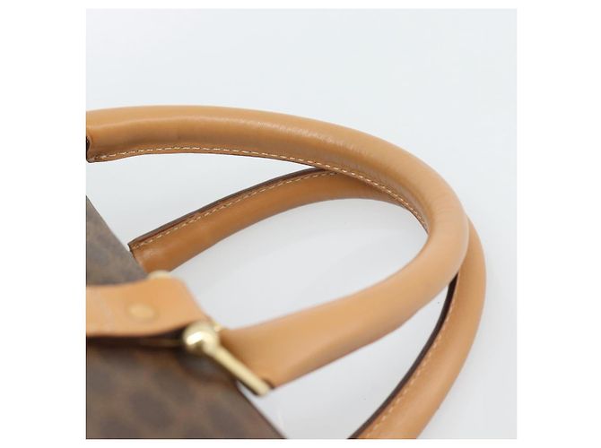 Céline Borsa Boston CELINE in tela Macadam PVC Pelle Marrone Oro Auth 187697A D'oro - vista 8