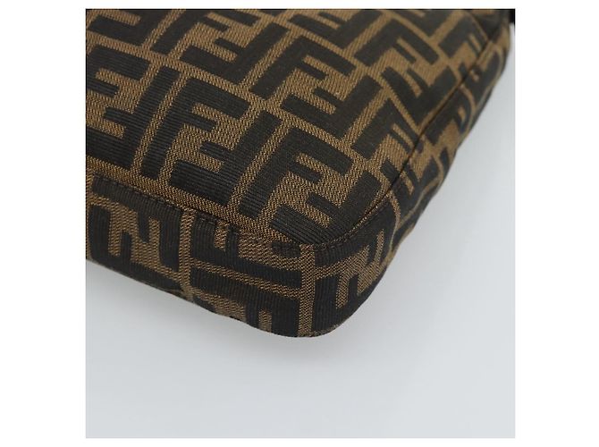 Borsa a Spalla FENDI Mamma Baguette in Tela Zucca Nero Marrone Argento Auth am11931V - vista 10