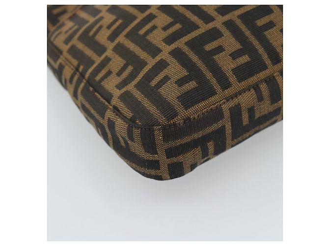 Borsa a Spalla FENDI Mamma Baguette in Tela Zucca Nero Marrone Argento Auth am11931V - vista 11