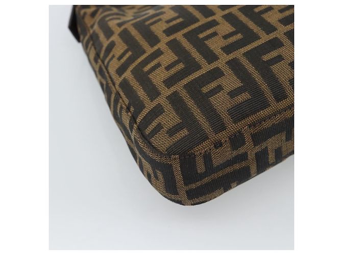 Borsa a Spalla FENDI Mamma Baguette in Tela Zucca Nero Marrone Argento Auth am11931V - vista 13