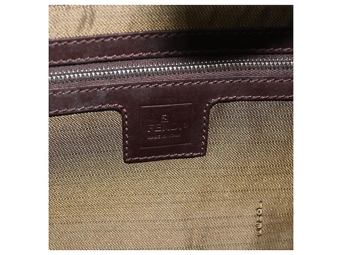 Borsa a Spalla FENDI Mamma Baguette in Tela Zucca Nero Marrone Argento Auth am11931V - vista 15
