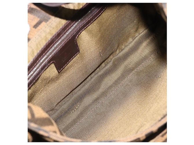 Borsa a Spalla FENDI Mamma Baguette in Tela Zucca Nero Marrone Argento Auth am11931V - vista 16