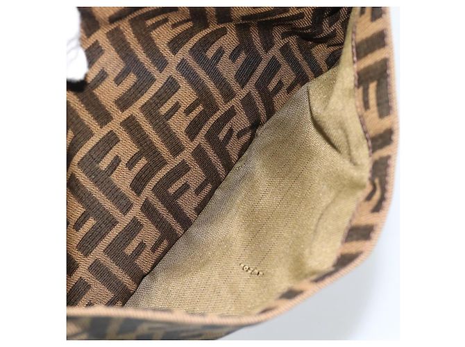 Borsa a Spalla FENDI Mamma Baguette in Tela Zucca Nero Marrone Argento Auth am11931V - vista 21