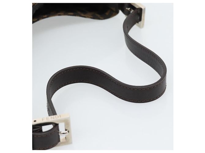 Borsa a Spalla FENDI Mamma Baguette in Tela Zucca Nero Marrone Argento Auth am11931V - vista 7