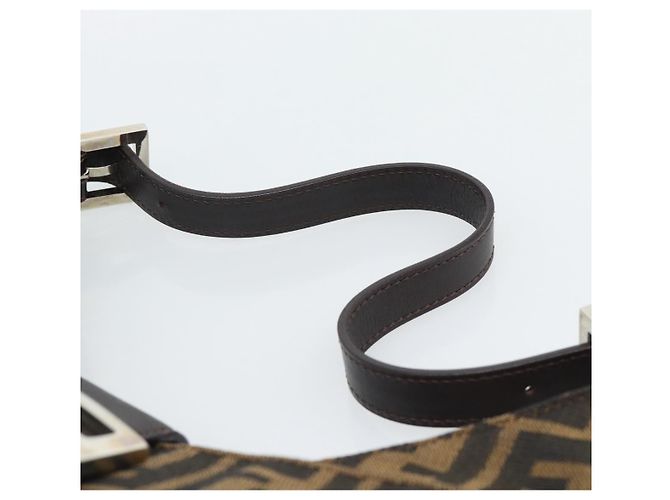 Borsa a Spalla FENDI Mamma Baguette in Tela Zucca Nero Marrone Argento Auth am11931V - vista 8