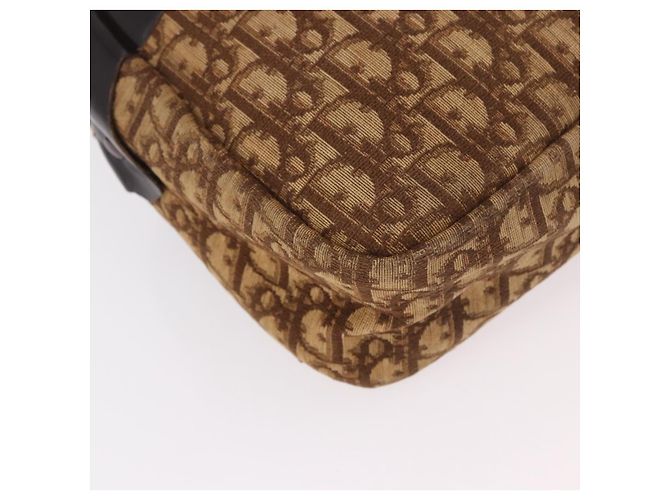 Bolsa Boston Christian Dior Trotter Canvas Marrom Ouro Autêntica 189366 Dourado - vista 12