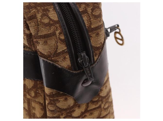 Bolsa Boston Christian Dior Trotter Canvas Marrom Ouro Autêntica 189366 Dourado - vista 14