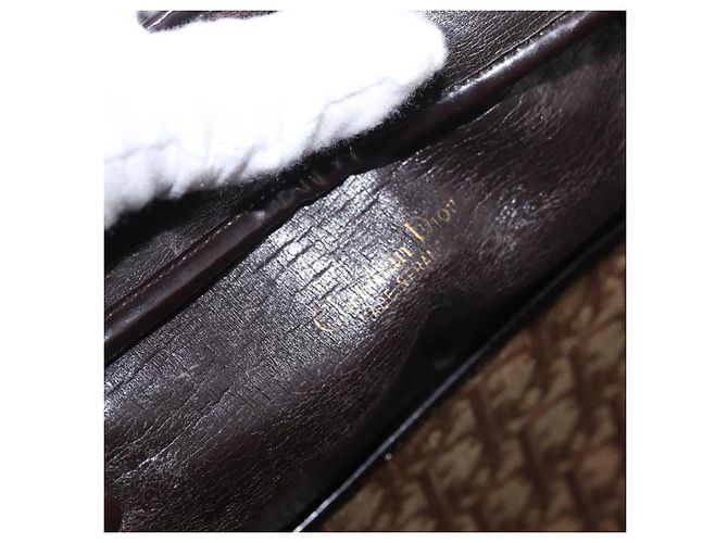 Bolsa Boston Christian Dior Trotter Canvas Marrom Ouro Autêntica 189366 Dourado - vista 16