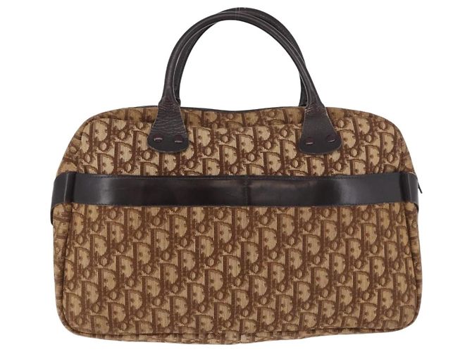 Bolsa Boston Christian Dior Trotter Canvas Marrom Ouro Autêntica 189366 Dourado - vista 3