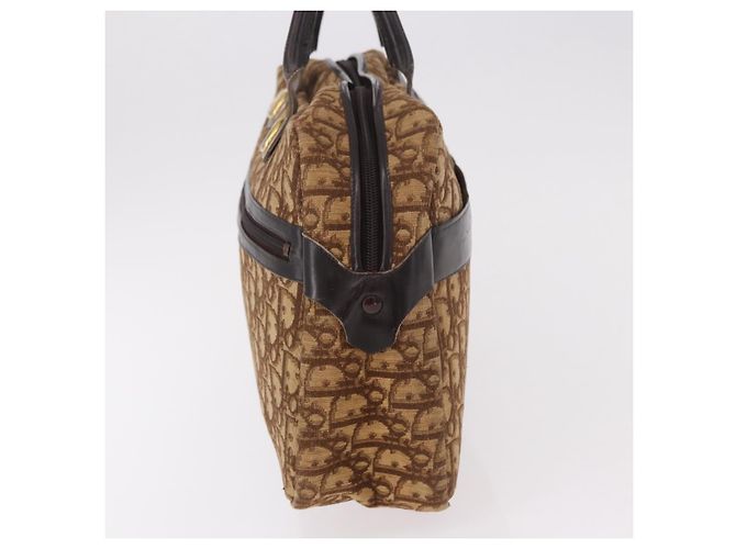 Bolsa Boston Christian Dior Trotter Canvas Marrom Ouro Autêntica 189366 Dourado - vista 4