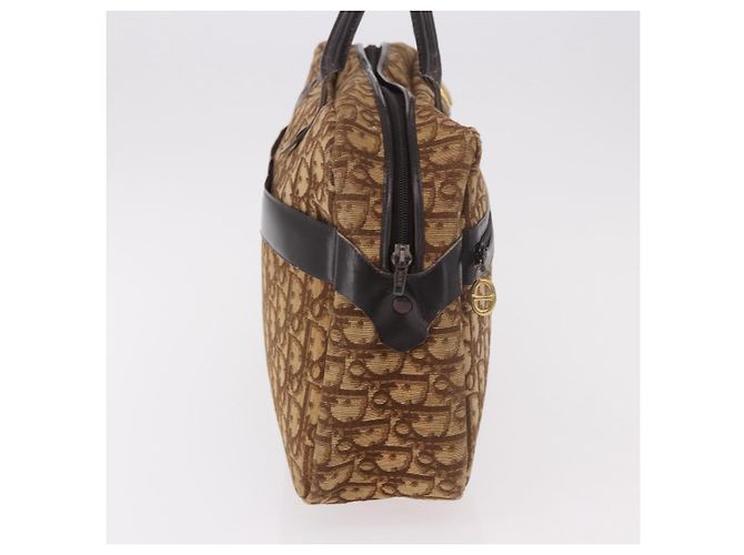 Bolsa Boston Christian Dior Trotter Canvas Marrom Ouro Autêntica 189366 Dourado - vista 5