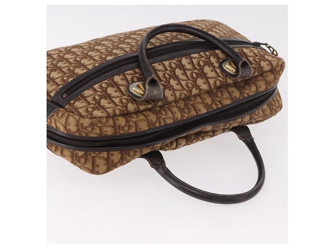Bolsa Boston Christian Dior Trotter Canvas Marrom Ouro Autêntica 189366 Dourado - vista 6