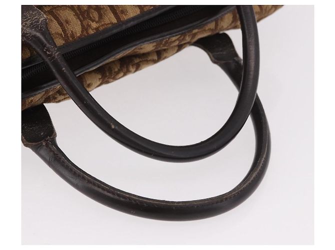Bolsa Boston Christian Dior Trotter Canvas Marrom Ouro Autêntica 189366 Dourado - vista 7