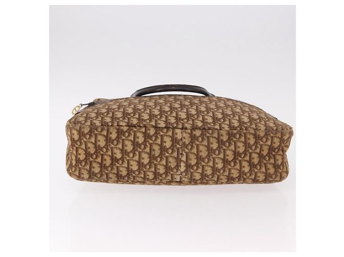Bolsa Boston Christian Dior Trotter Canvas Marrom Ouro Autêntica 189366 Dourado - vista 9