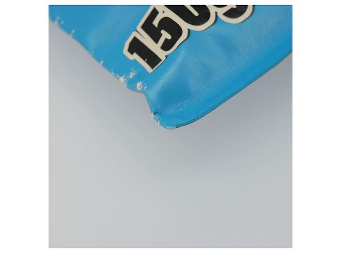 BALENCIAGA MAXI PACK Clutch Bag Leather Blue Silver Auth mr2558A Argento - vista 10