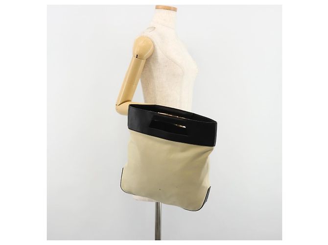 Borsa a mano LOEWE in tela e pelle beige oro Auth hk3797 D'oro - vista 21