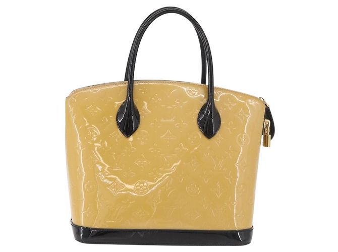LOUIS VUITTON Bolso Tote Monogram Vernis Lockit PM Beige Negro M90251 Auth ka4865 - vista 2