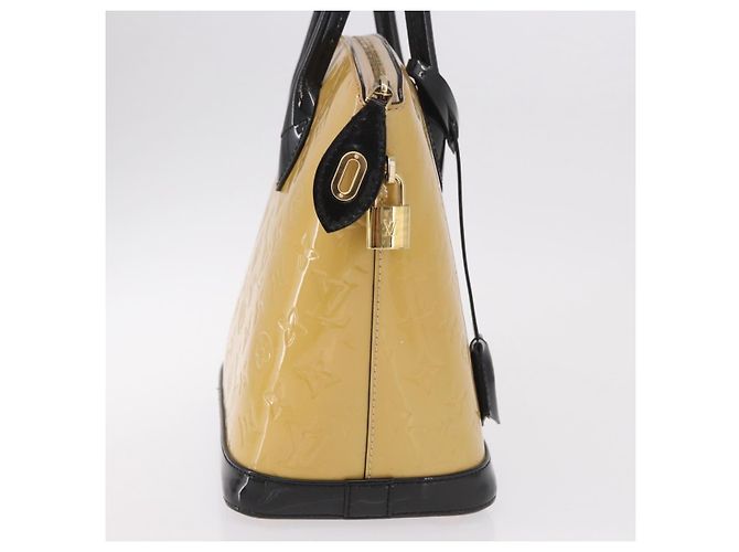 LOUIS VUITTON Bolso Tote Monogram Vernis Lockit PM Beige Negro M90251 Auth ka4865 - vista 4