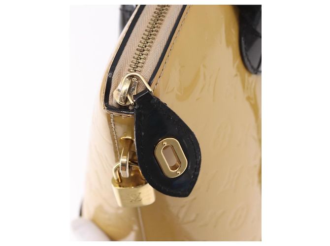 LOUIS VUITTON Bolso Tote Monogram Vernis Lockit PM Beige Negro M90251 Auth ka4865 - vista 9
