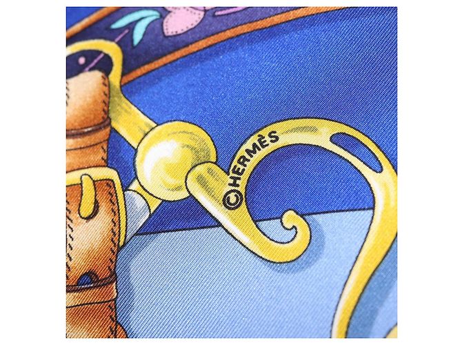 Hermès HERMES Carré 90 Sciarpa in seta "H d ORIGNY" Blu Autentica 188636M - vista 11