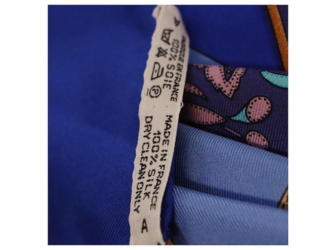 Hermès HERMES Carré 90 Sciarpa in seta "H d ORIGNY" Blu Autentica 188636M - vista 23