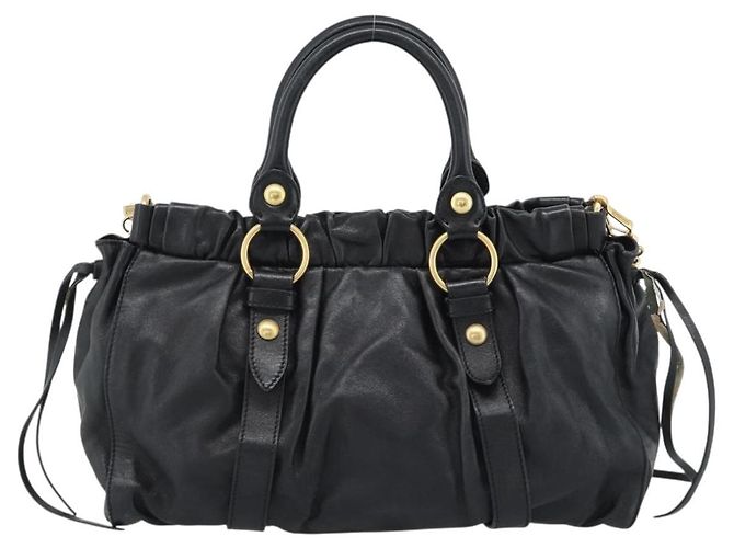 Borsa Miu Miu in pelle 2way Nera Oro Autentica 189206SAM Nero D'oro - vista 3