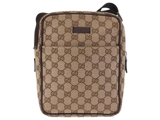 Borsa a Spalla GUCCI GG Canvas Beige Argento 122759 Auth 188226A - vista 2