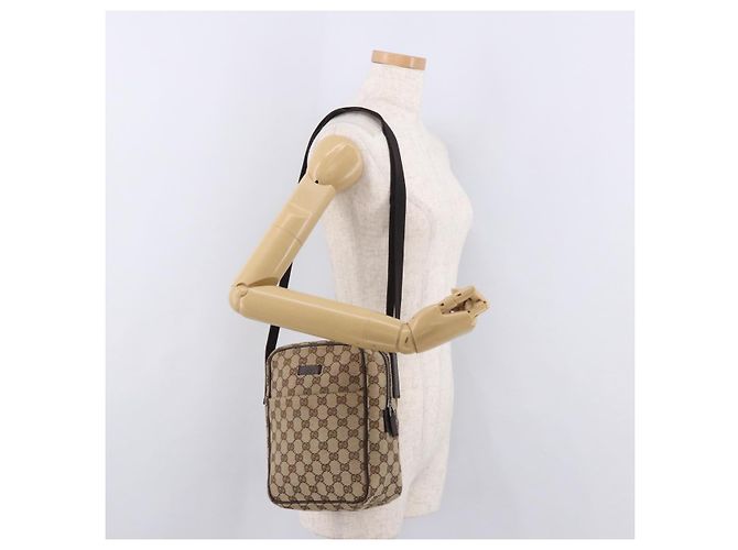 Borsa a Spalla GUCCI GG Canvas Beige Argento 122759 Auth 188226A - vista 25