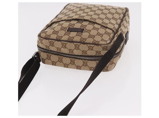 Borsa a Spalla GUCCI GG Canvas Beige Argento 122759 Auth 188226A - vista 7