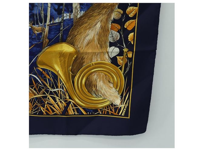 Hermès HERMES Carré 90 Schal "CHASSE au BOIS" Seide Navy Auth yk20604M Marineblau - Ansicht 10