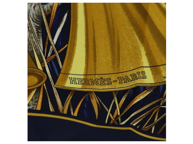 Hermès HERMES Carré 90 Schal "CHASSE au BOIS" Seide Navy Auth yk20604M Marineblau - Ansicht 12