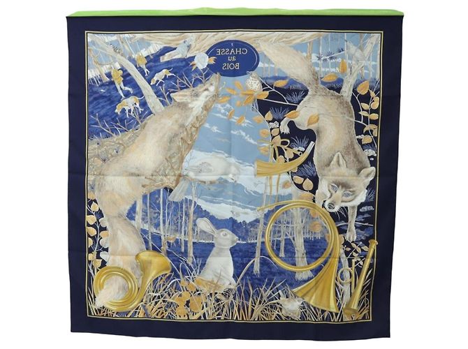 Hermès HERMES Carré 90 Schal "CHASSE au BOIS" Seide Navy Auth yk20604M Marineblau - Ansicht 14