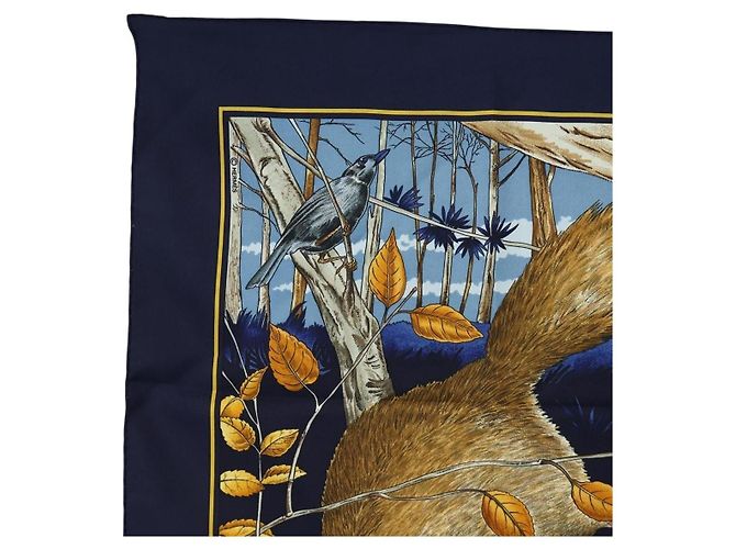 Hermès HERMES Carré 90 Schal "CHASSE au BOIS" Seide Navy Auth yk20604M Marineblau - Ansicht 2