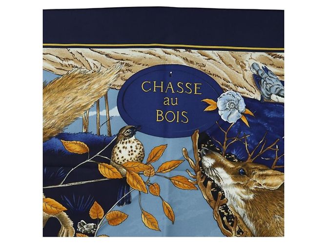 Hermès HERMES Carré 90 Schal "CHASSE au BOIS" Seide Navy Auth yk20604M Marineblau - Ansicht 3