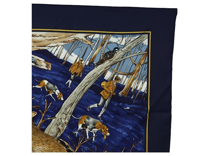 Hermès HERMES Carré 90 Schal "CHASSE au BOIS" Seide Navy Auth yk20604M Marineblau - Ansicht 4